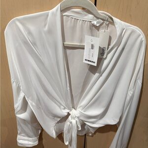 Glam Ivory Tie-Front Top